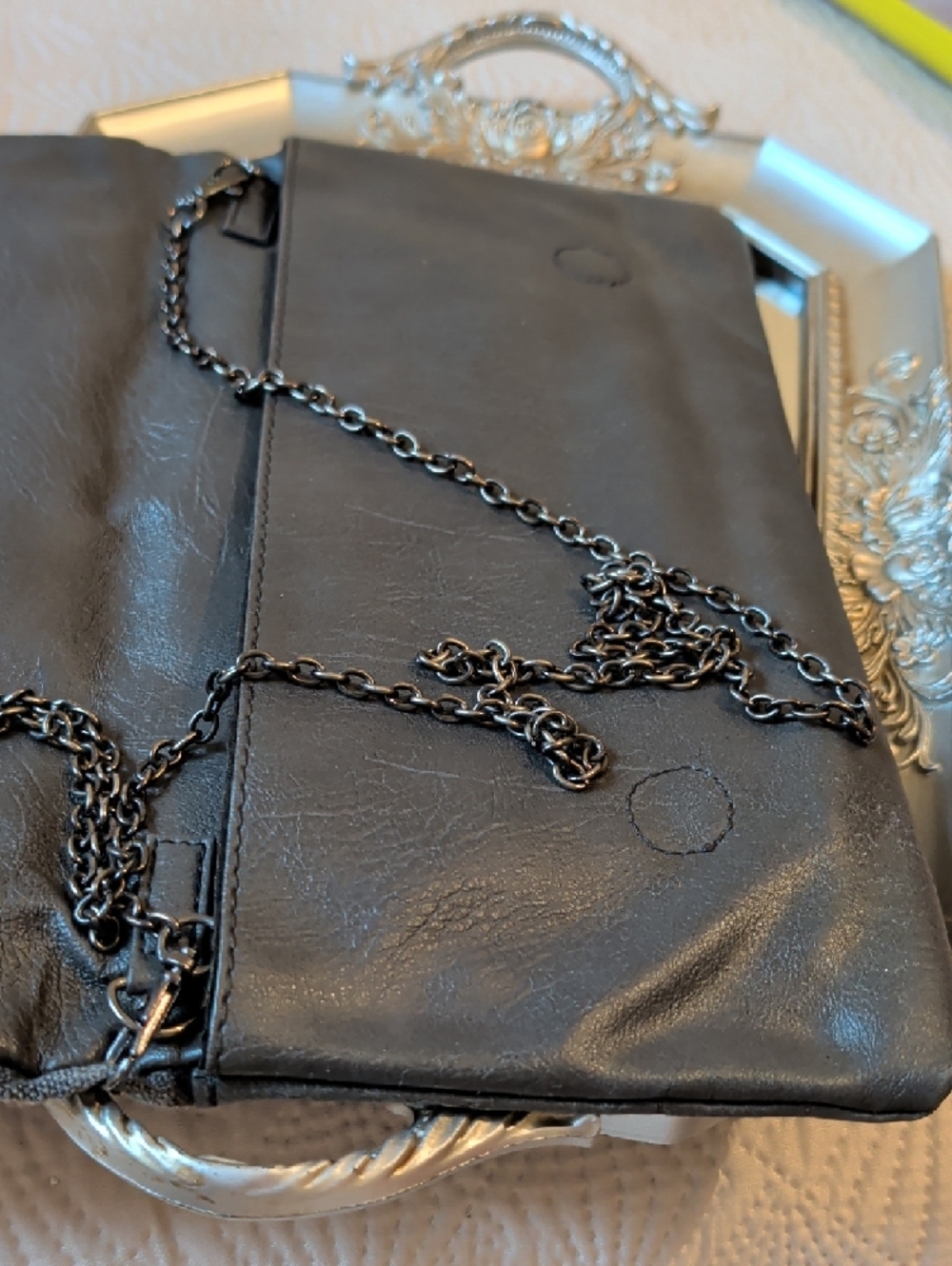 Aldo Grey Studded Women's Clutch - Picture 3 of 6
